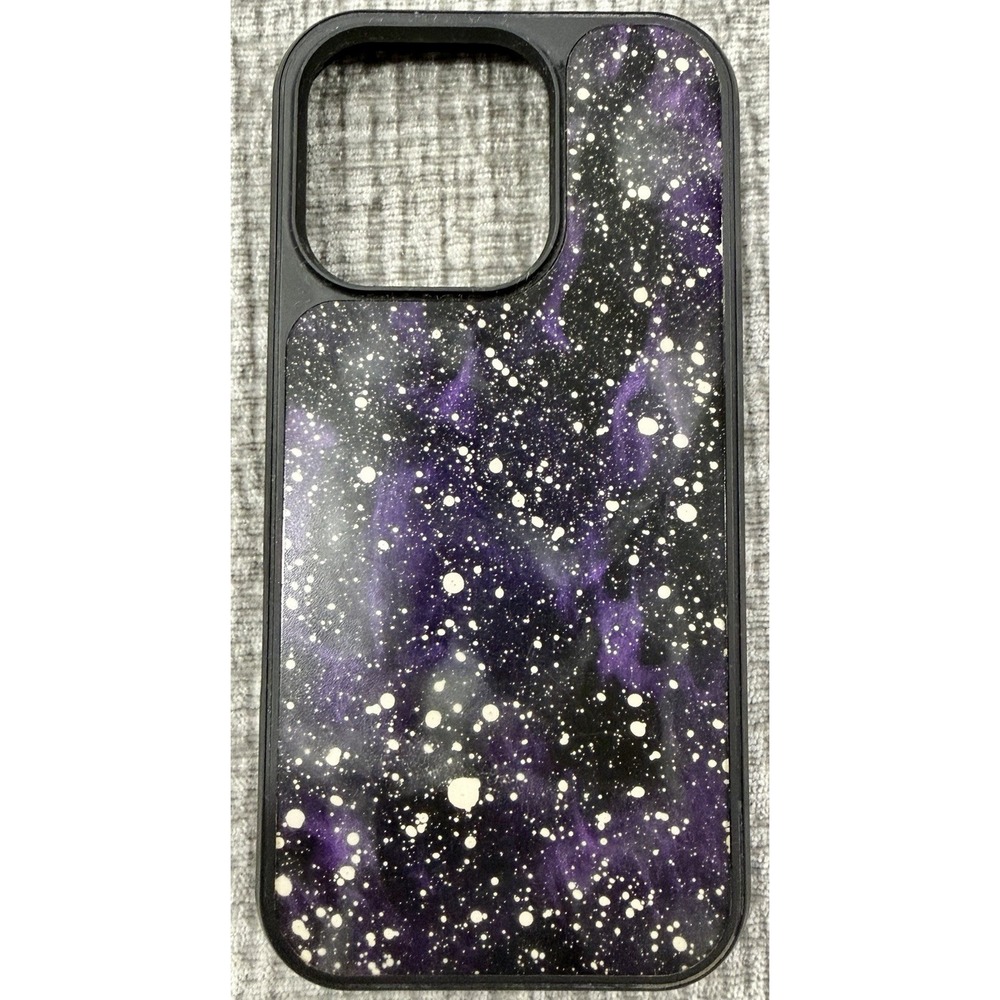 Carved Iphone 16 Pro Wood Case 1/1 Puprle Black White Resin Space Galaxy Nice